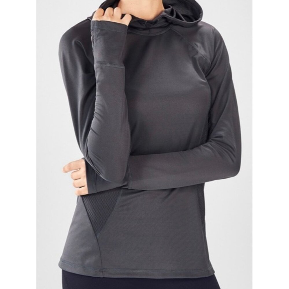 Fabletics Solid Gray Alecia Lightweight Hooded Pe… - image 1